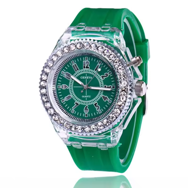 Smart Watch Lightweight Silicone Watch Luminous Unisex Personality Rhinestone Led Quartz Watch For Student Couple
